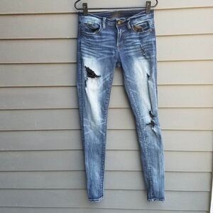 Buckle Black Distressed Jeans with zipper back Pockets size 26-32 Fit #53